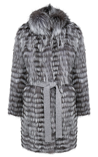 Жакет из меха серебристо-черной лисы на трикотажной основе Virtuale Fur Collection