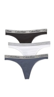 Набор из трех блестящих хлопковых трусиков-танга Calvin Klein Underwear