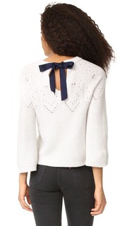 Укороченный кашемировый свитер с черным галстуком Autumn Cashmere