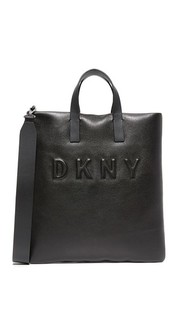 Объемная сумка с короткими ручками и логотипом Dkny