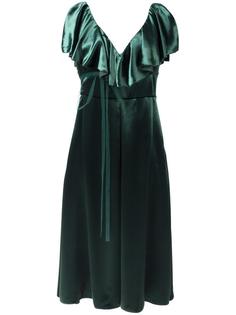 ruffled velvet midi dress Valentino