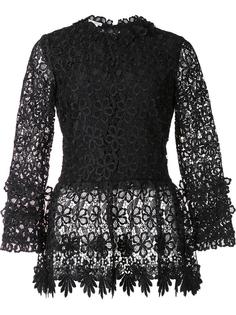 floral lace blouse Oscar de la Renta