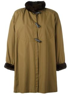 toggled fur trim coat  Yves Saint Laurent Vintage