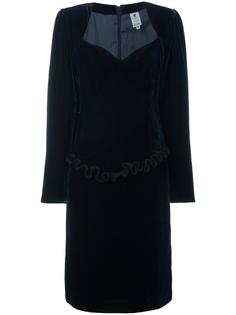 ruffled trim velvet dress Emanuel Ungaro Vintage