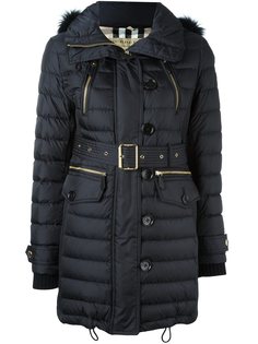 пальто-пуховик  с меховой оторочкой Burberry
