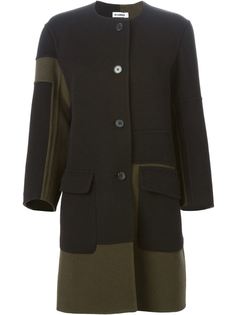 однобортное пальто с контрастными панелями Jil Sander