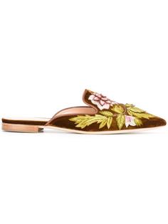 floral embroidery slippers Alberta Ferretti