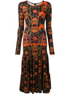 printed pleated long dress Preen By Thornton Bregazzi