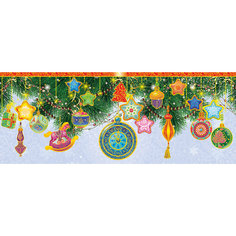Новогоднее оконное украшение "Елочные игрушки" (54*21 см из ПВХ пленки) Феникс Презент