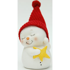 Новогодняя фигурка снеговика "Снеговик со звездой"  (8см, керамика) Феникс Презент