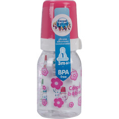 Бутылочка тритановая (BPA 0%) с сил. соской, 120 мл. 3+, Canpol Babies, розовый