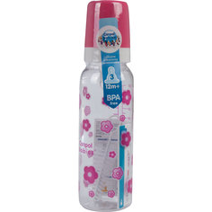 Бутылочка тритановая (BPA 0%) с сил. соской, 250 мл. 12+, Canpol Babies, розовый