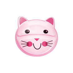 Тарелка с разделением Animals Котенок, 9+, Canpol Babies, розовы