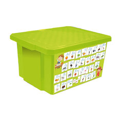 Ящик для хранения игрушек "X-BOX" "Обучайка" Азбука 17л, Little Angel, салатовый