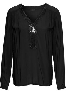 Блузка с пайетками (кремовый) Bonprix