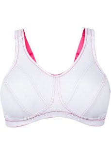 Спортивный бюстгальтер Level 2, чашка A (белый/ярко-розовый) Bonprix