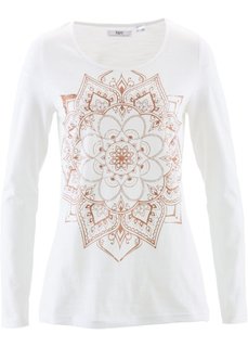 Футболка из материала фламе с длинным рукавом (синий) Bonprix