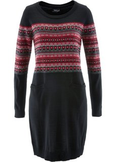 Вязаное платье (красный с узором) Bonprix