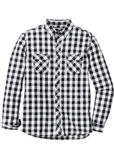 Рубашка Regular Fit с длинным рукавом (серый в клетку) Bonprix