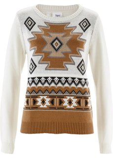 Пуловер с узором (цвет белой шерсти с узором) Bonprix