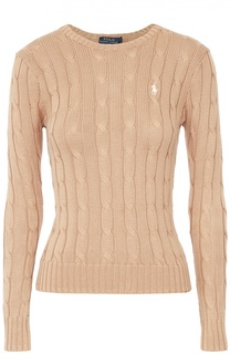Приталенный вязаный пуловер с вышитым логотипом бренда Polo Ralph Lauren