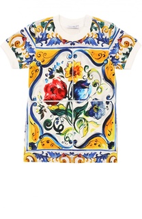 Футболка джерси с принтом Majolica Dolce &amp; Gabbana