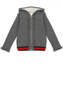Кардиган на молнии с оборками и капюшоном Gucci