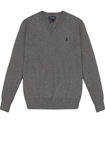 Хлопковый пуловер с логотипом бренда Polo Ralph Lauren