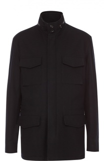 Френч из смеси шерсти и кашемира с отделкой из натуральной кожи Ermenegildo Zegna