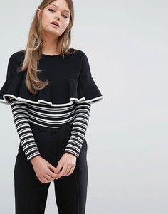 Боди в полоску с длинными рукавами Fashion Union - Черный