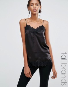Топ на бретельках с кружевной отделкой Vero Moda Tall - Черный
