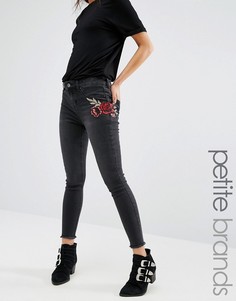 Зауженные джинсы с вышивкой New Look Petite - Черный