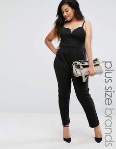 Комбинезон с разрезом по вороту New Look Plus - Черный