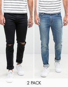 2 пары джинсов скинни (синие, с рваной отделкой) ASOS - СКИДКА 15 - Мульти