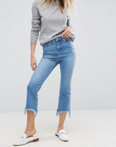 Укороченные расклешенные джинсы из стираного денима ASOS - Синий