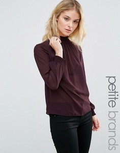 Шифоновый топ с высоким воротом New Look Petite - Черный