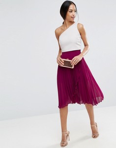 Юбка миди с запахом и складками ASOS - Фиолетовый