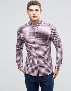 Бордовая рубашка скинни в клетку ASOS - Красный