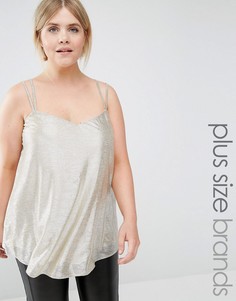 Топ металлик на бретельках New Look Plus - Серебряный