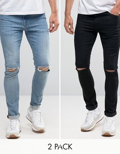 2 пары джинсов скинни с рваной отделкой (черные и голубые) ASOS - СКИДКА 17 - Мульти