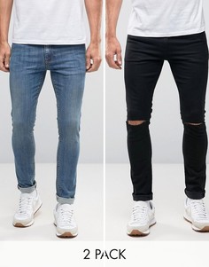 2 пары джинсов скинни (черные рваные и синие) ASOS - СКИДКА 14 - Мульти
