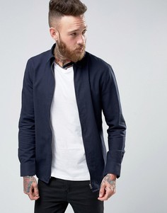 Темно-синяя рубашка классического кроя на молнии Farah - Темно-синий