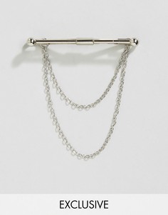 Серебристая планка для воротника с цепочкой Reclaimed Vintage - Серебряный