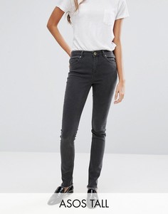 Серые джинсы с классической талией и молниями у кромки сзади ASOS TALL Lisbon - Серый