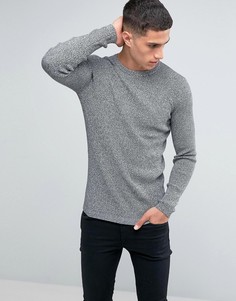Серый облегающий джемпер в рубчик New Look - Черный