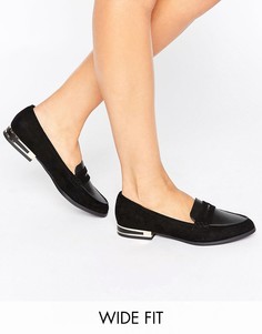 Лоферы для широкой стопы с металлической отделкой New Look - Черный