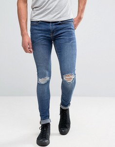 Супероблегающие рваные джинсы New Look - Синий
