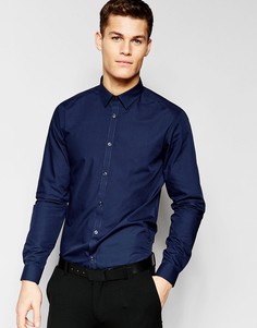 Поплиновая рубашка классического кроя с длинными рукавами New Look - Синий