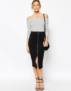 Юбка-карандаш в рубчик на молнии New Look - Черный