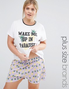 Пижамная футболка и шорты New Look Plus Pineapple Paradise - Фиолетовый